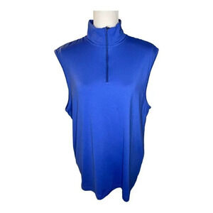 Polo Golf Ralph Lauren Blue 1/4 Zip Sleeveless Shirt Golf Vest Men's Medium EUC‎